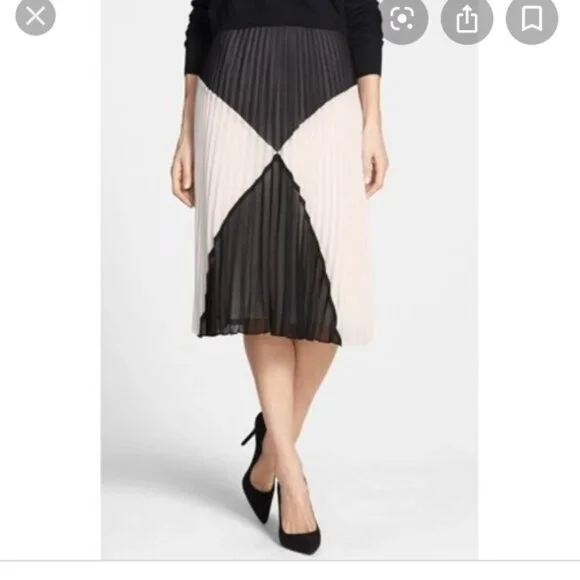 Halogen Chic Two-Tone Pleated Midi Skirt - Size 8 - Picture 3 of 8